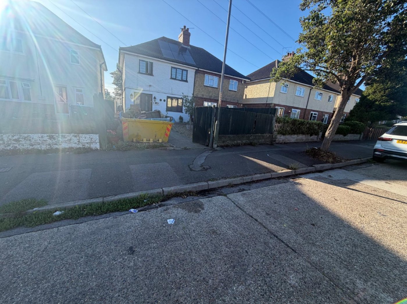 Before: front garden and pavement before a new dropped kerb in Gravesend, Kent