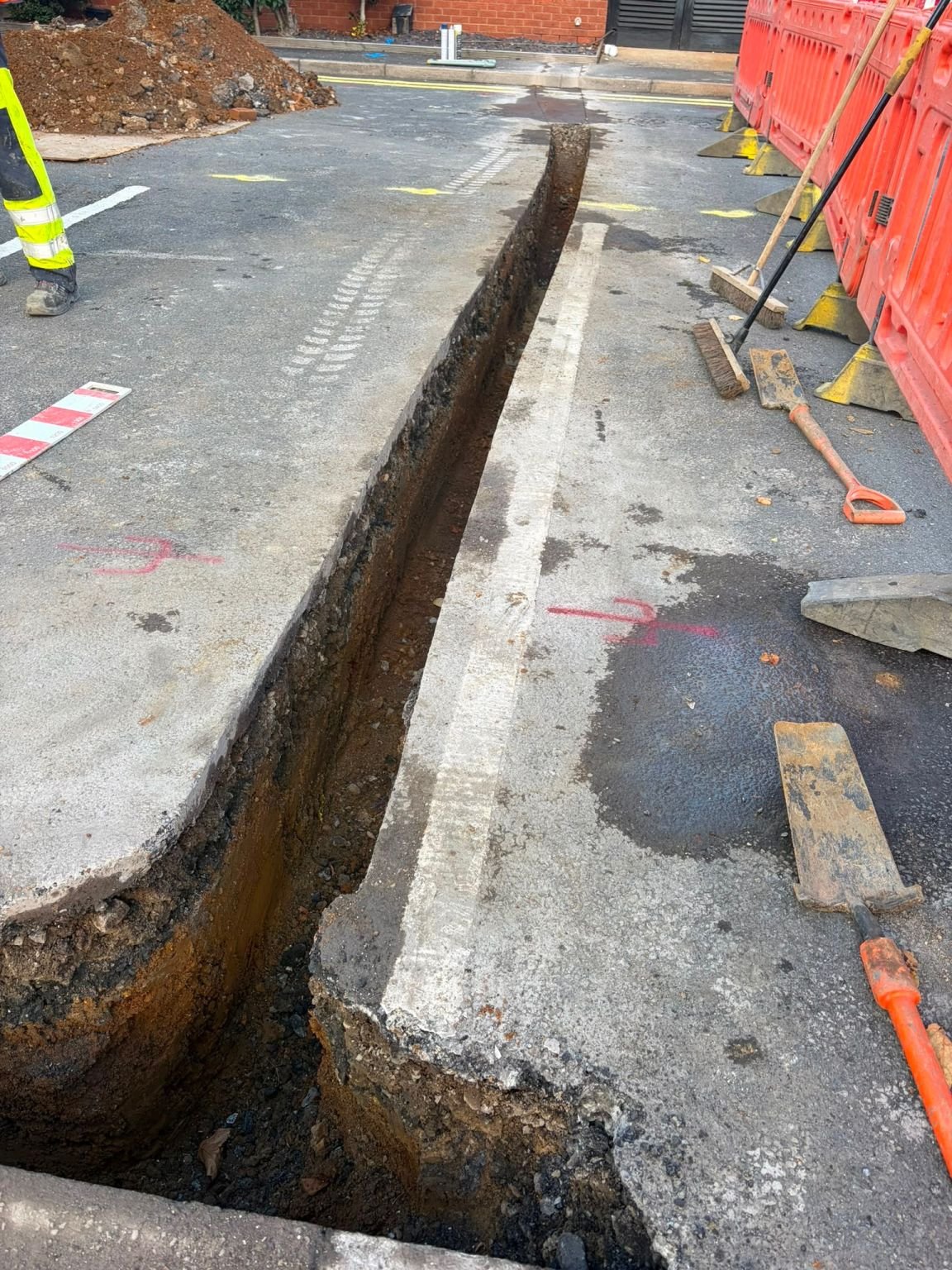 Cable trench for an EV charging site
