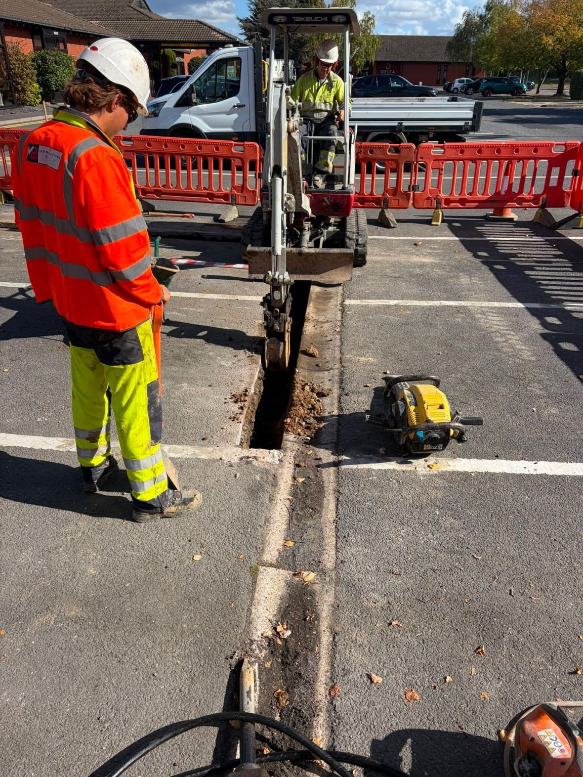 Excavation at an EV charging site